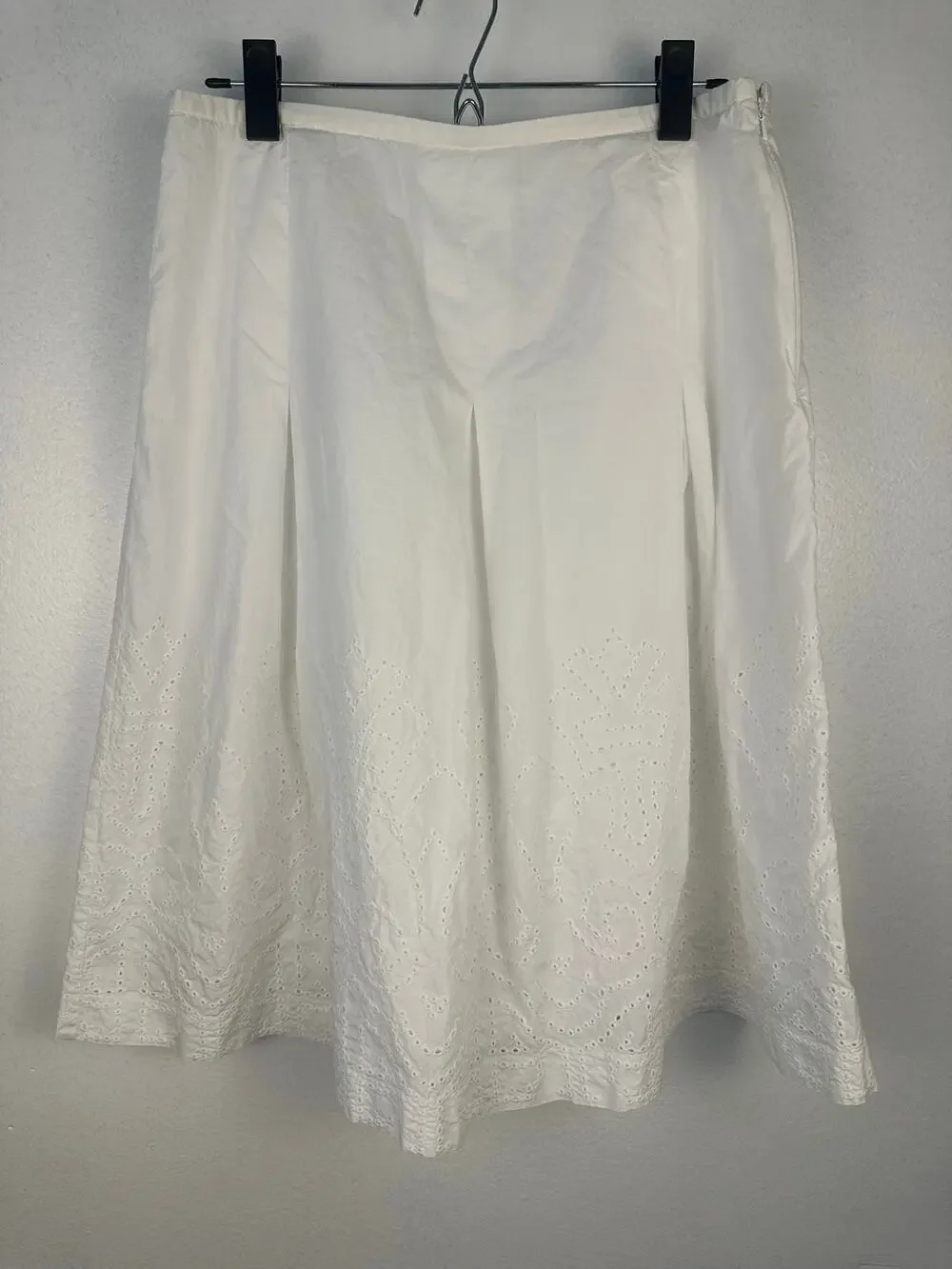 Talbots Women's white A-line skirt pleated eyelet embroidery cotton Size 6 - Picture 1 of 6